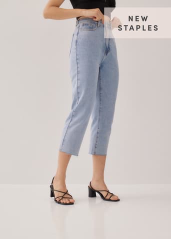 Aurelie High Rise Straight Crop Denim Jeans