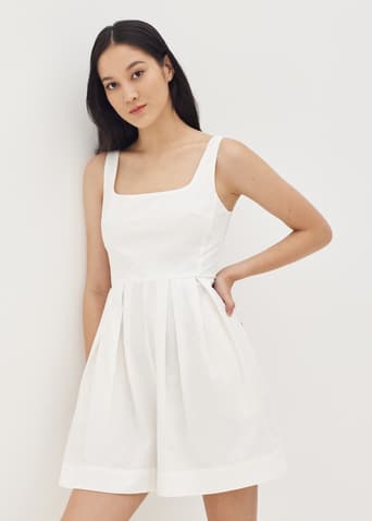 Rivka Pleated Square Neck Romper