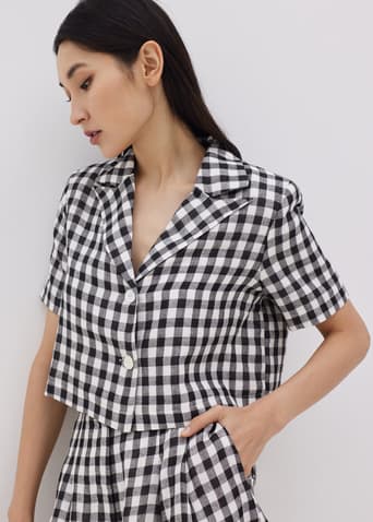 Maurie Cotton Gingham Padded Top