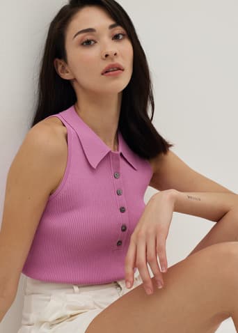 Maevis Button Down Polo Top