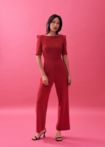 Chana Straight Leg Puff Sleeve Jumpsuit