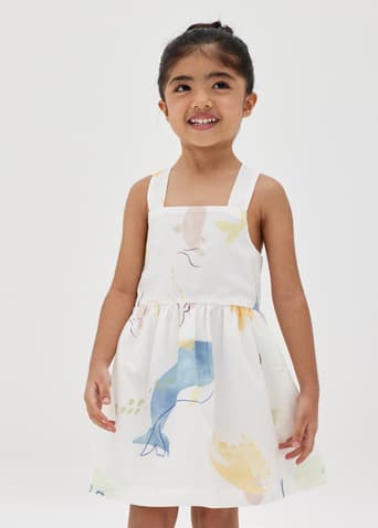 Ayanna Elastic Cross Back Flare Dress in Summer Playthings