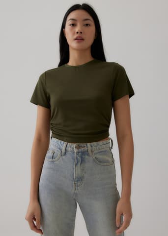 Liora Ruched Crop Tee