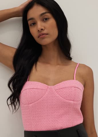 Shiloh Padded Tweed Bustier Top