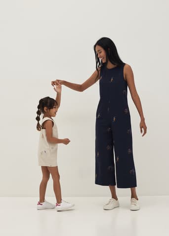 Rayne Embroidered V-Neck Jumpsuit in Humble Abode