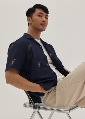 Jaylee Unisex Embroidered Relaxed Shirt in Humble Abode