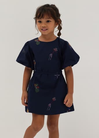 Tiana Embroidered Shift Dress in Humble Abode