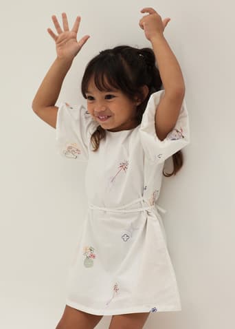 Tiana Embroidered Shift Dress in Humble Abode