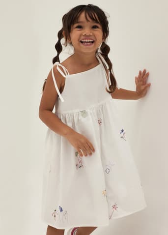 Julie Embroidered Trapeze Dress in Humble Abode