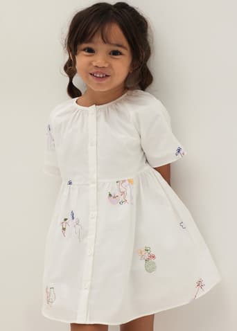Livia Embroidered Button Down Dress in Humble Abode