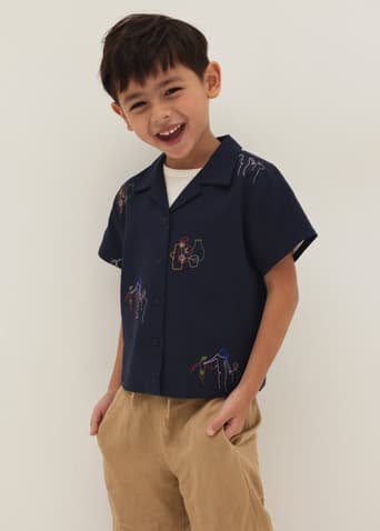 Billie Unisex Embroidered Shirt in Humble Abode