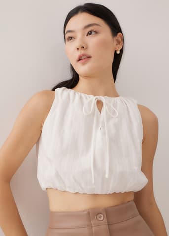 Suzanne Textured Elastic Crop Top