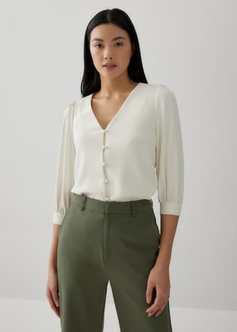 Izzie V-neck Puff Sleeve Blouse