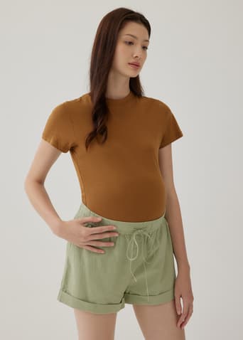 Eulalie Maternity Elastic Cotton Shorts