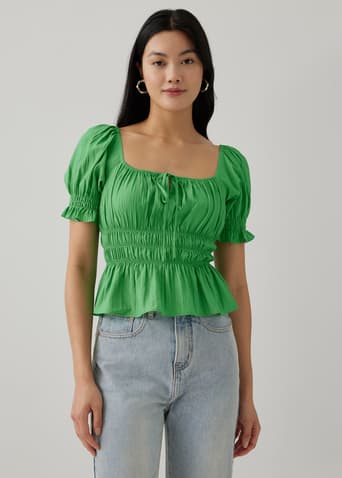 Minerva Elastic Puff Sleeve Top