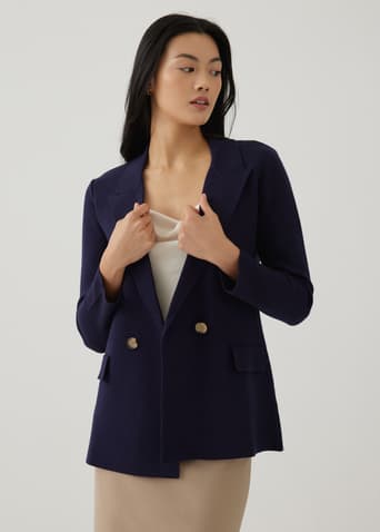 Ylana Knit Double Breasted Blazer