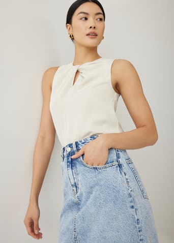 Tahli Satin Front Twist Shell Top