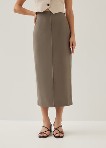 Henriette Linen Column Midi Skirt