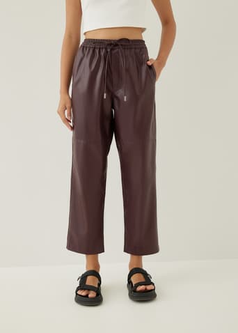 Kadence Elastic Pleather Straight Leg Jogger
