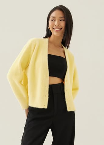 Gayla Fuzzy Knit V-neck Cardigan