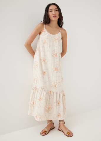 Philippa Embroidered Ruffle Maxi Dress in Rekindled Blooms