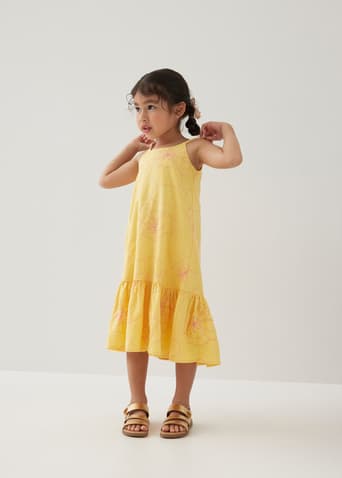 Pepita Embroidered Trapeze Midaxi Dress in Rekindled Blooms