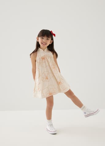 Melati Embroidered Babydoll Mini Dress in Rekindled Blooms