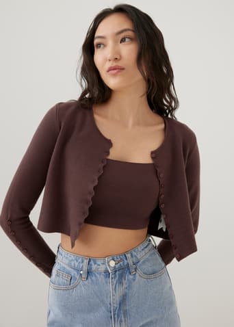 Jenny Crop Knit Cardigan Set