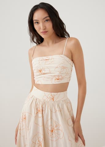 Naomi Embroidered Camisole Top in Rekindled Blooms
