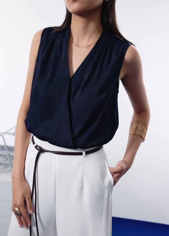 Ada Satin V-neck Wrap Top | Love, Bonito SG