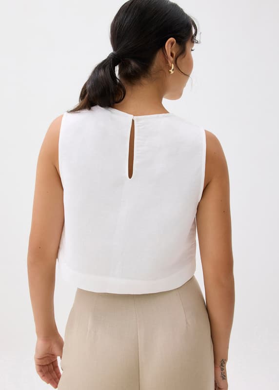 Liana Linen Crop Shell Top | Love, Bonito ID