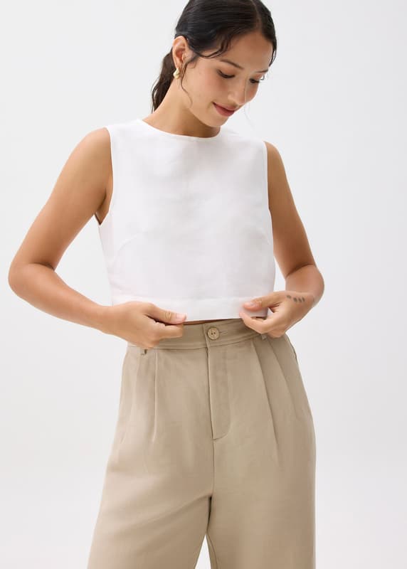 Liana Linen Crop Shell Top | Love, Bonito SG
