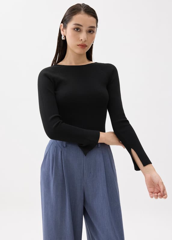 Hana Reversible Long Sleeve Knit Top | Love, Bonito HK