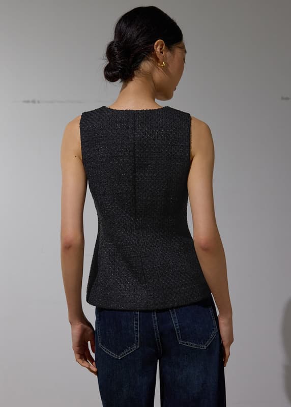 Fumiko Ribbon Tweed Vest Top | Love, Bonito INTL