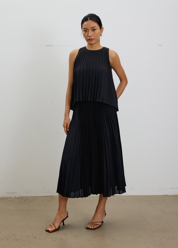 Wei Sunray Pleated Trapeze Shell Top | Love, Bonito SG