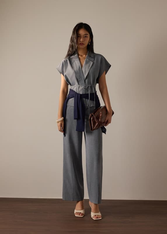 Vina Detachable Sash Melange Front Wrap Top - Image 5