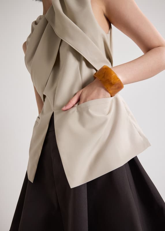 Nami Cool-Touch Suiting Twist Drape Top | Love, Bonito INTL