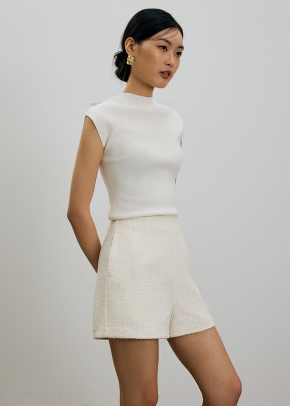 かわちゃん‼︎RIKO TOKYO Bonbon tweed (white) Fumiko Ribbon Tweed High Waist Shorts | Love, Bonito INTL