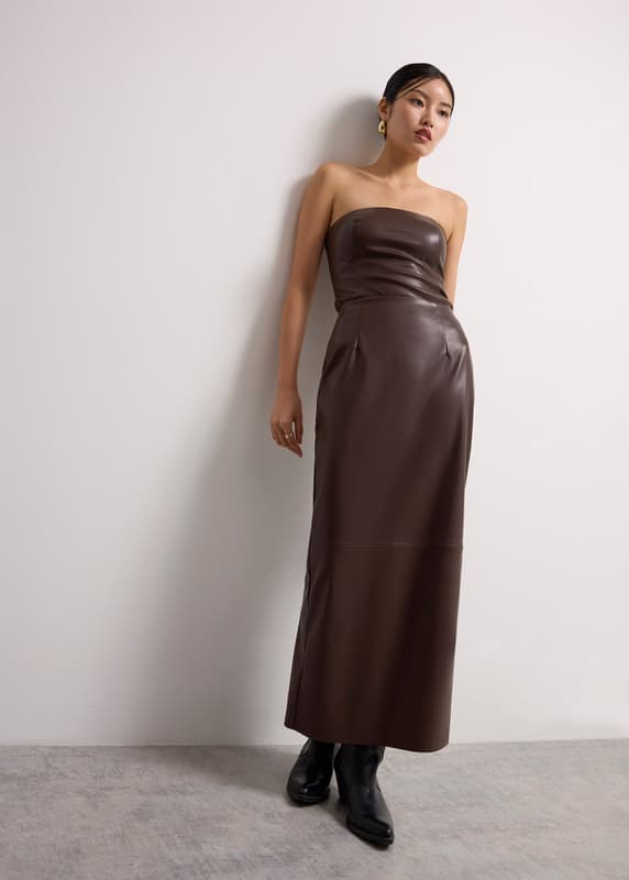 Rachel Vegan Leather Column Maxi Skirt | Love, Bonito SG