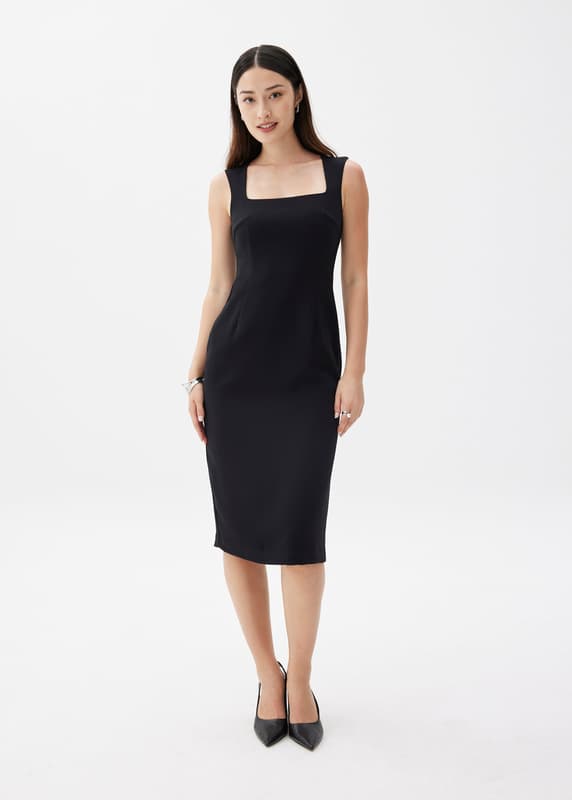 Dahlia Square Neck Pencil Midi Dress | Love, Bonito INTL