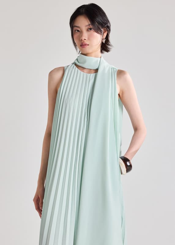 Muri Multi-way Sunray Pleated Dress With Sash - Image 6