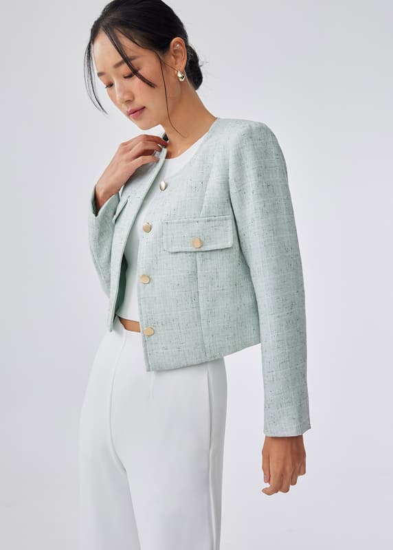 2025SS✨Lisière Bisentino Tweed Jacket Caramel Tweed Jacket with Fuchsia Pane | Stefano Bemer