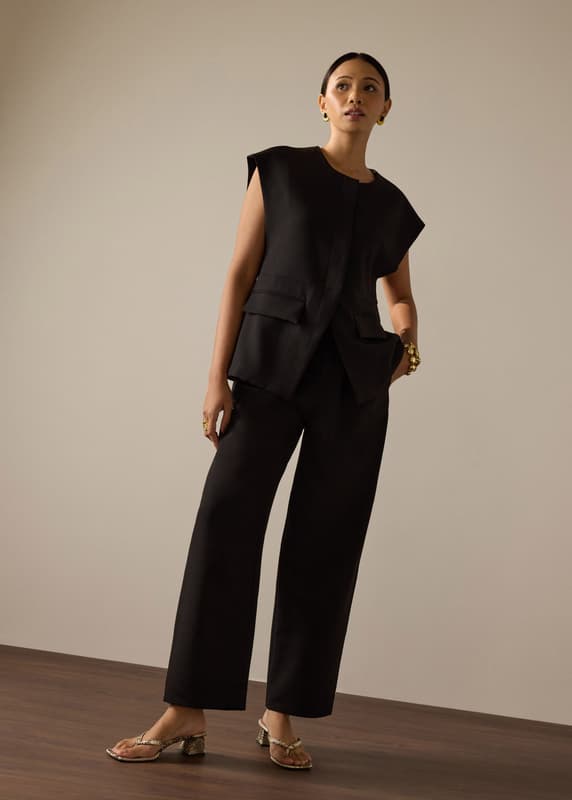 Riyo Twill Round Neck Boxy Vest | Love, Bonito ID