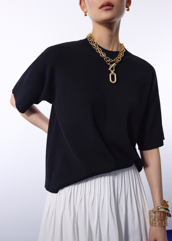 Mia Relaxed Knit Mock Neck Tee | Love, Bonito SG