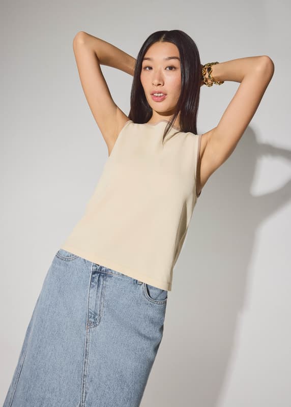 Nikki Relaxed Contrast Knit Boat Neck Tank Top | Love, Bonito SG