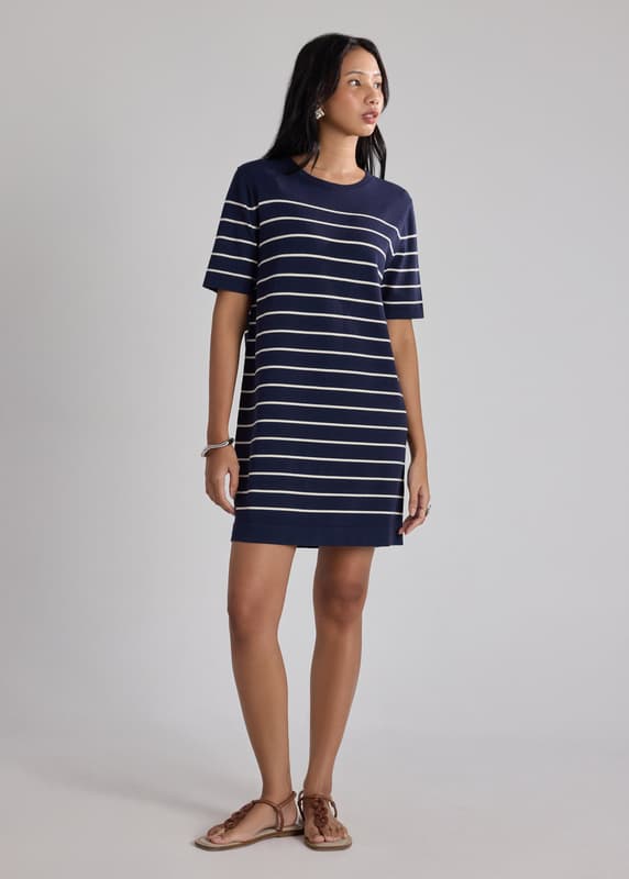 princess polly baby blue dress Andrea Cotton Shirt Dress in Blue & White Pinstripe