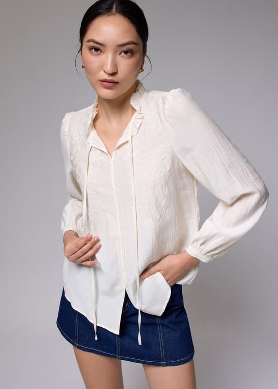 Ruffled Collar Floral Button Blouse main image 0