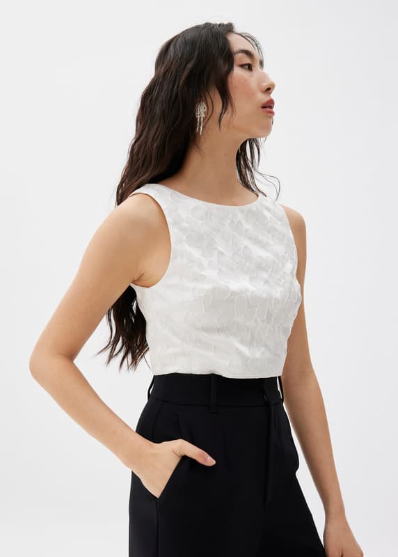 Jacquard Boat Neck Crop Shell Top | Love, Bonito ID
