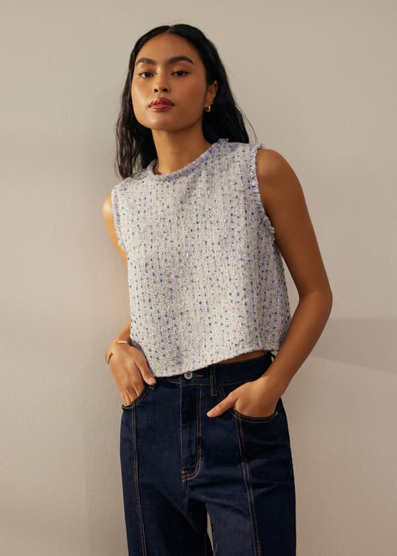 Relaxed Tweed Boxy Shell Top | Love, Bonito SG