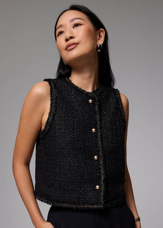 Tweed Boxy Crop Vest | Love, Bonito HK